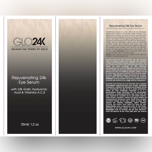 GLO24K NIB Rejuvenating 24k Eye Serum ✨Hyaluronic Acid & Vit. A,C,E 🇺🇸FLASHSALE - Picture 3 of 12